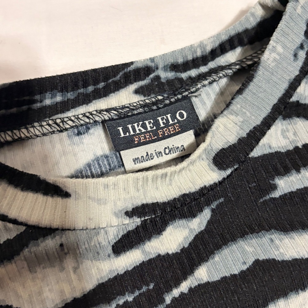 LIKE FLO Gorgeous Zebra Print Ribbed Long Sleeve top with star embroidery - Picture 11 of 14